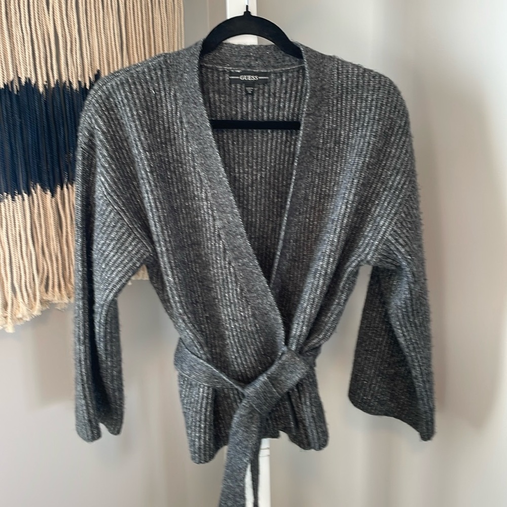 Guess Sweater/Cardigan, Wide Sleeve, Heathered Grey, Size XS